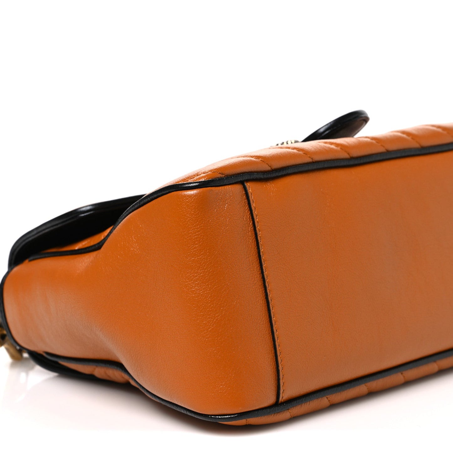 Azalea Calfskin Matelasse Diagonal Small Torchon GG Marmont Top Handle Shoulder Bag Cognac Black