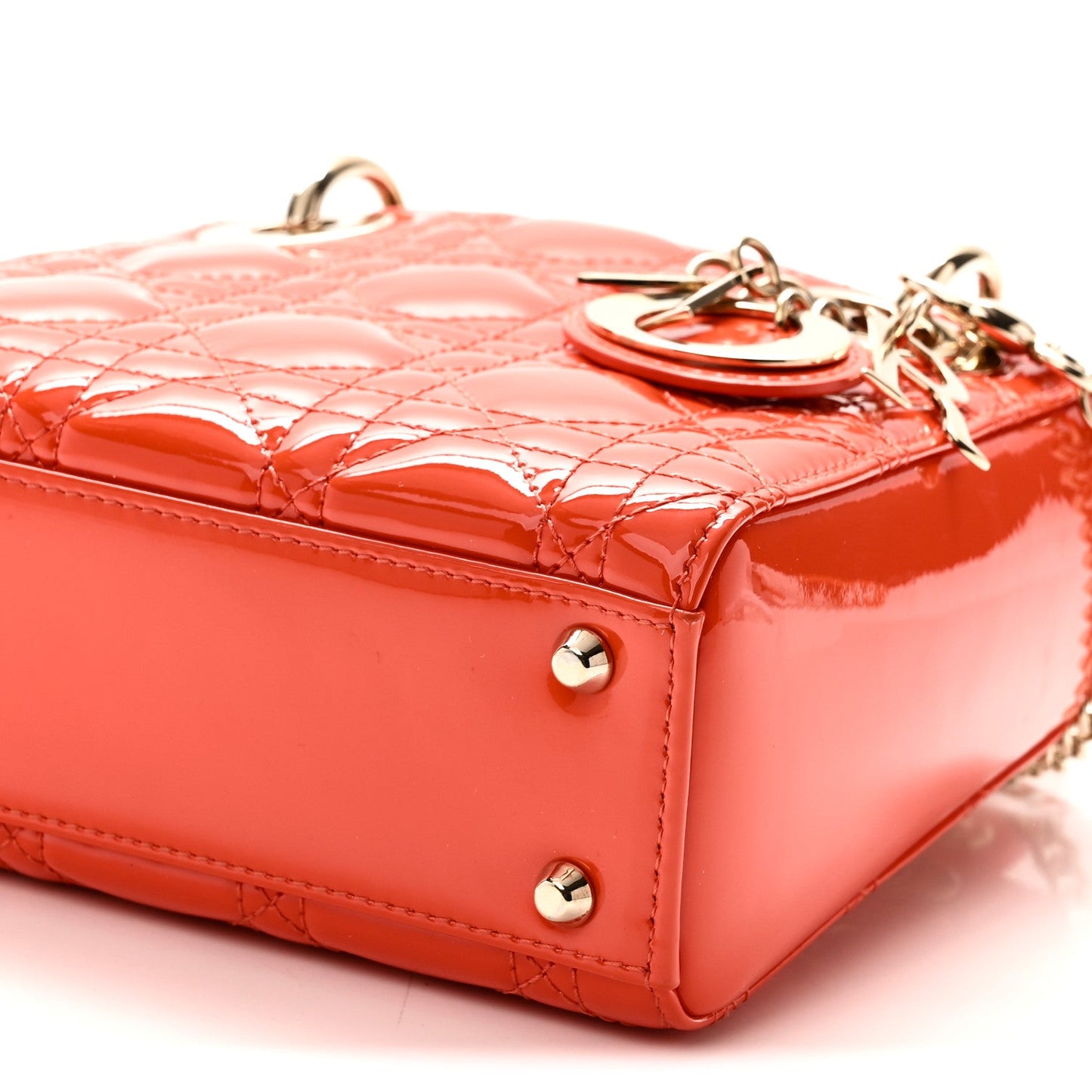 Patent Cannage Mini Lady Dior Orange