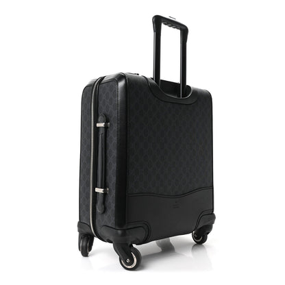 GG Supreme Monogram Four Wheel Suitcase Black Grey