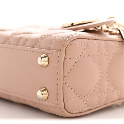 Lambskin Cannage Micro Lady Dior Rose Des Vents