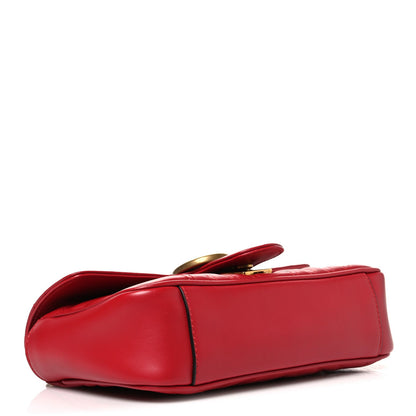 Calfskin Matelasse Mini GG Marmont Shoulder Bag Hibiscus Red