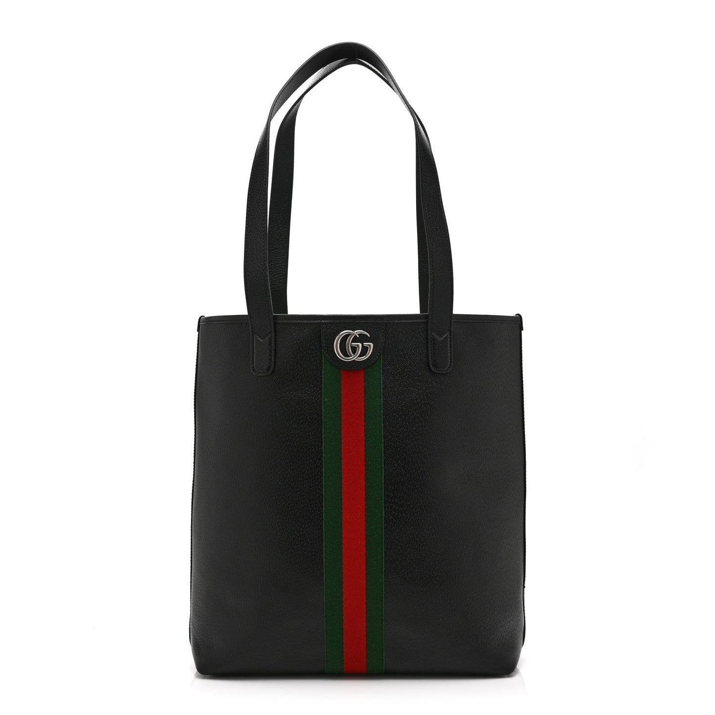 Textured Dollar Calfskin Web Medium Ophidia Tote Bag  Black