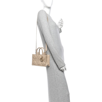 Calfskin Macrocannage Mini Book Tote Powder Beige