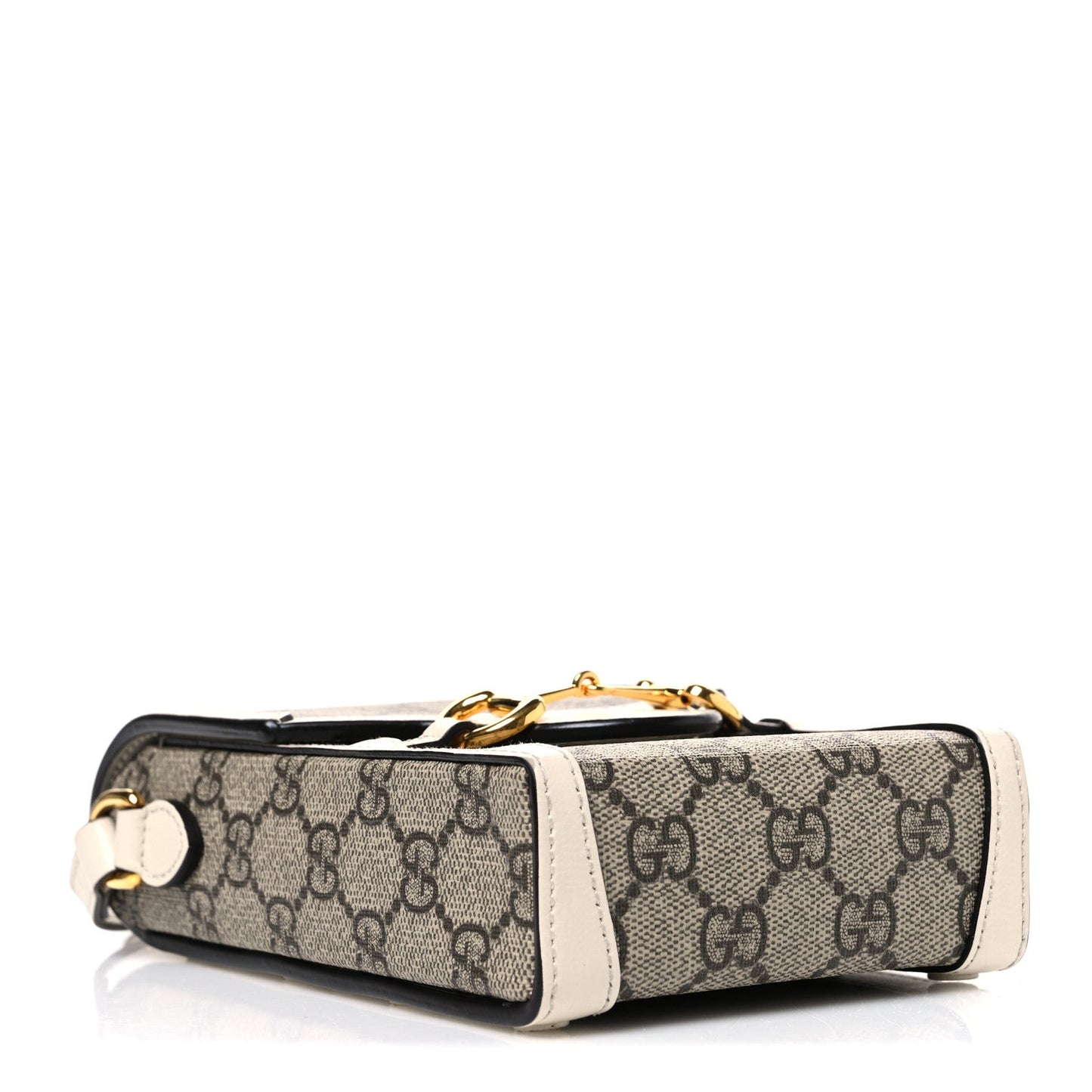 GG Supreme Monogram Azalea Calfskin Mini Horsebit 1955 Crossbody Bag Beige Ebony Mystic White