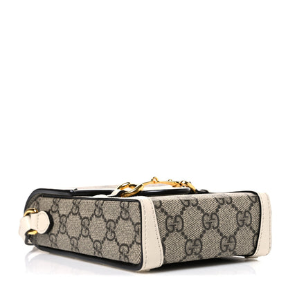 GG Supreme Monogram Azalea Calfskin Mini Horsebit 1955 Crossbody Bag Beige Ebony Mystic White