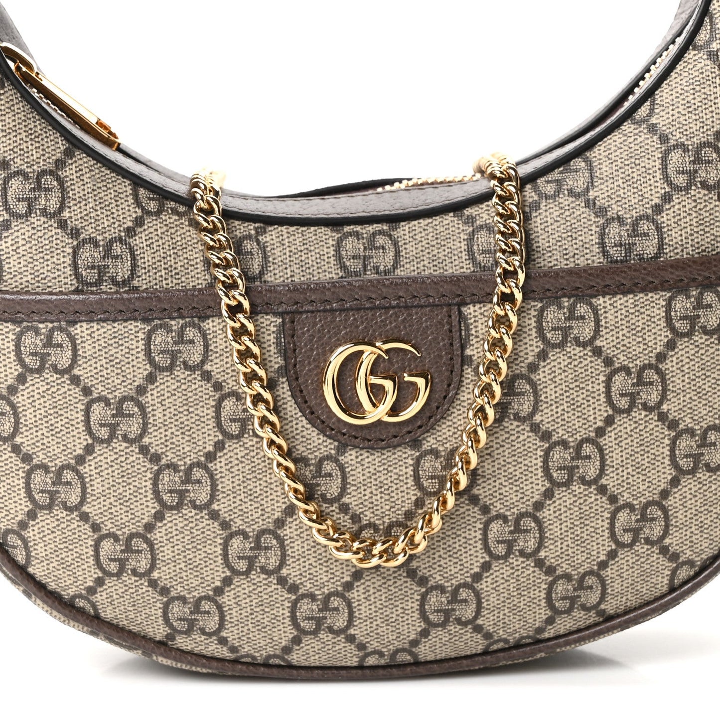 GG Supreme Monogram Textured Dollar Calfskin Small Ophidia Shoulder Bag Beige Ebony New Acero