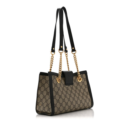 GG Supreme Monogram Small Padlock Tote Black