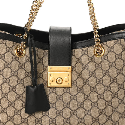 GG Supreme Monogram Medium Padlock Tote Black