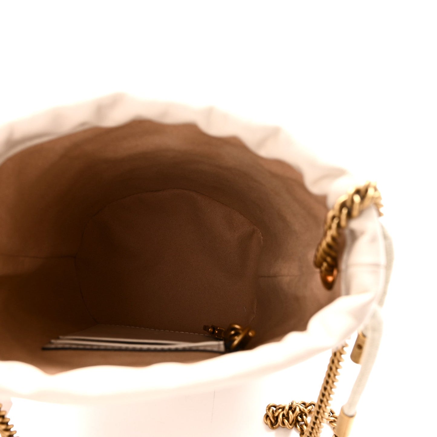 Calfskin Matelasse Mini GG Marmont 2.0 Bucket Bag White