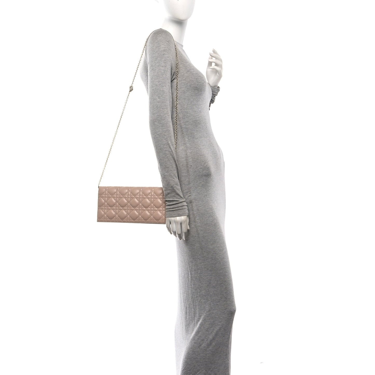 Lambskin Cannage Lady Dior Convertible Clutch Pink