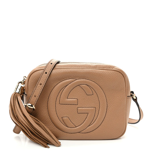 Pebbled Calfskin Small Soho Disco Bag Rose Beige