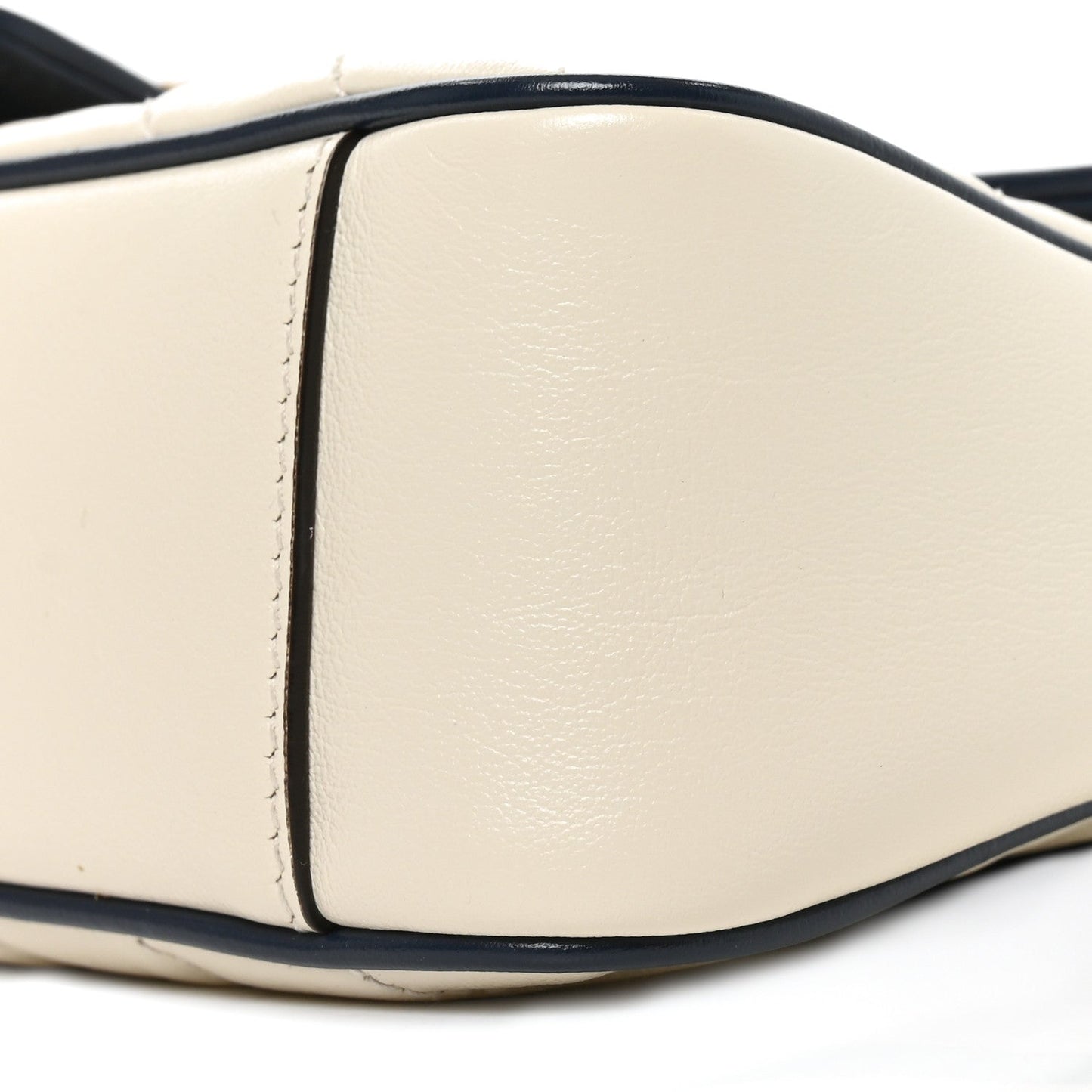 Vintage Effect Calfskin Matelasse Diagonal Small Torchon GG Marmont Shoulder Bag Mystic White Blue Agata