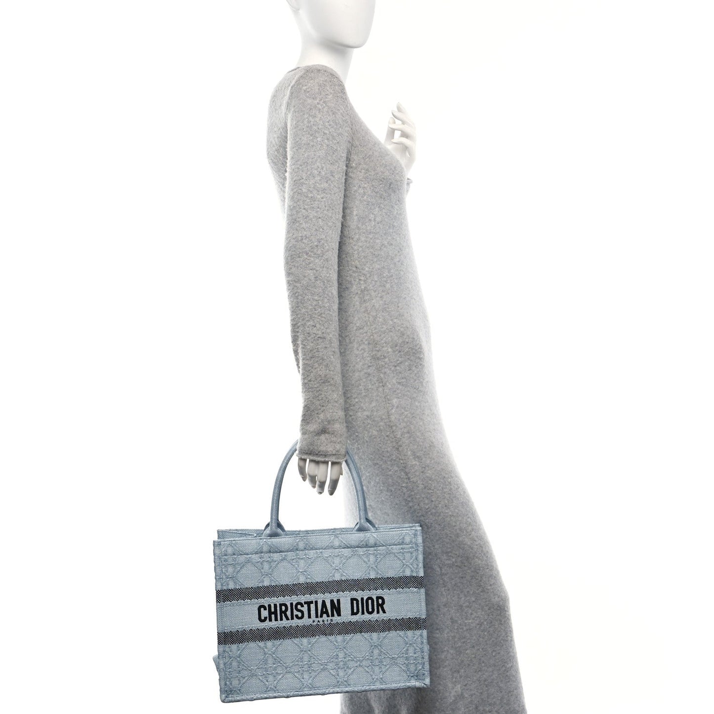 Raffia Cannage Medium Book Tote Blue