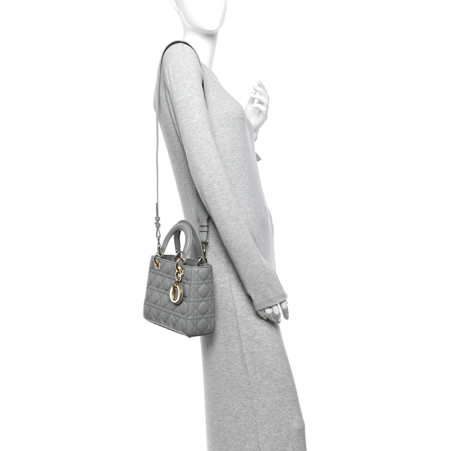 Lambskin Cannage Small My ABCDior Lady Dior Grey
