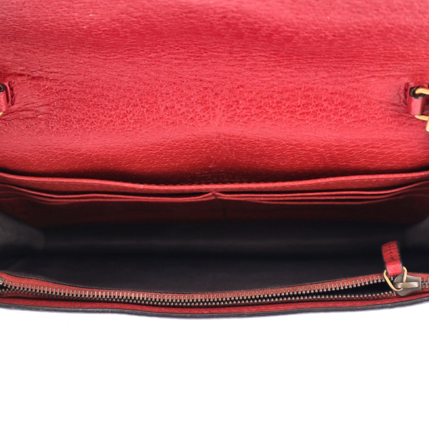 GG Supreme Monogram Web Queen Margaret Chain Wallet Red