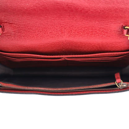 GG Supreme Monogram Web Queen Margaret Chain Wallet Red