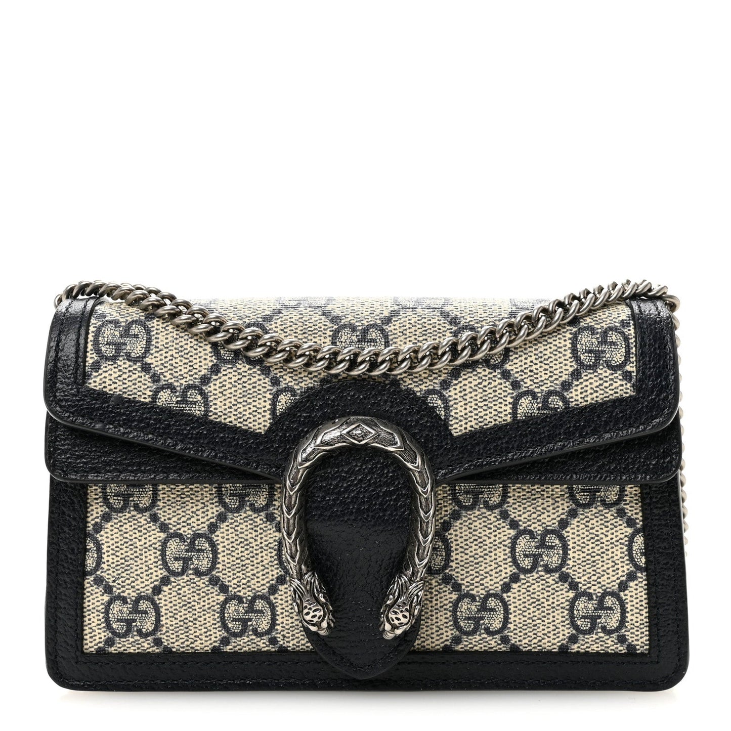 GG Supreme Monogram Textured Dollar Calfskin Super Mini Dionysus Shoulder Bag Beige Blue