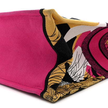 Canvas Embroidered Large Jungle Pop Book Tote Fuchsia Multicolor