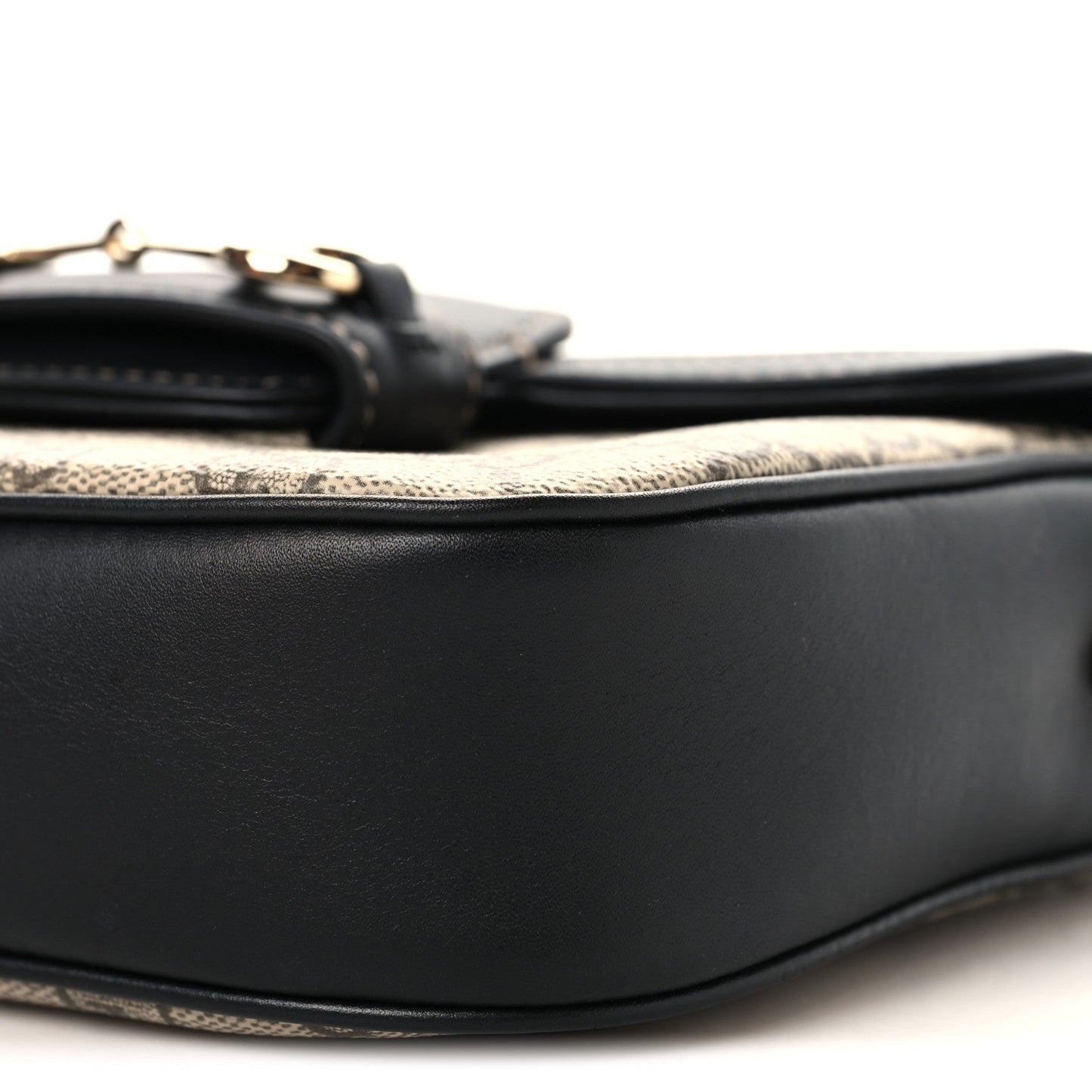GG Supreme Monogram Horsebit 1955 Soft Small Shoulder Bag Beige Black