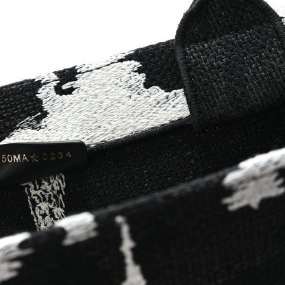Canvas Embroidered Medium Paris Book Tote Black White