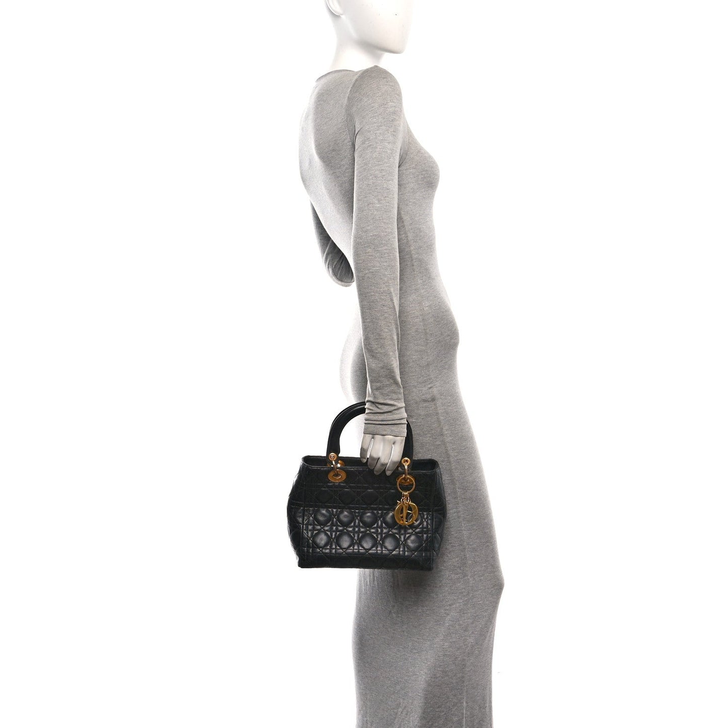 Lambskin Cannage Medium Lady Dior Black