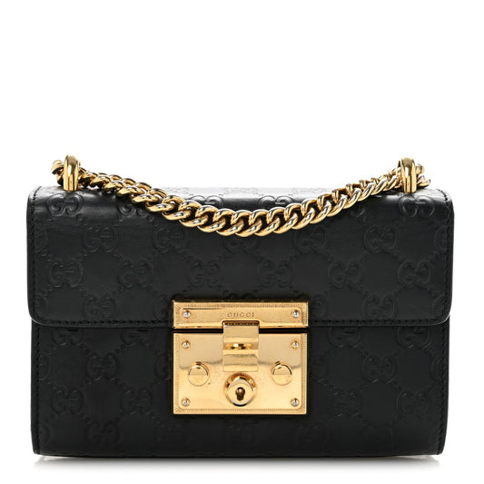 Guccissima Small Padlock Shoulder Bag Black