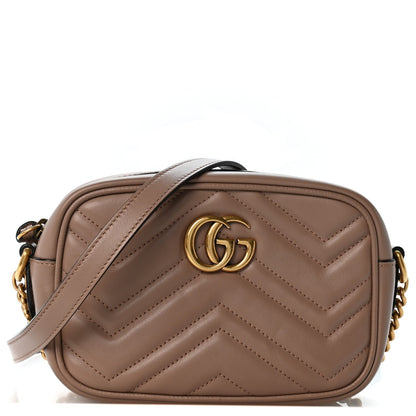 Calfskin Matelasse Mini GG Marmont Chain Shoulder Bag Porcelain Rose