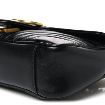 Calfskin Matelasse Small GG Marmont Shoulder Bag Black