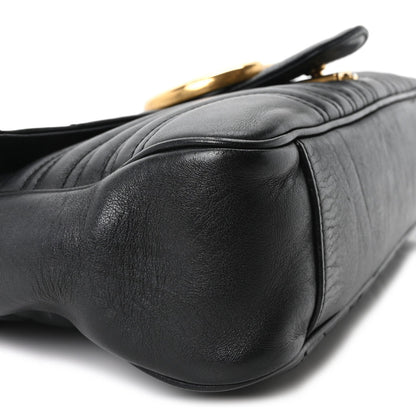 Calfskin Matelasse Medium GG Marmont Shoulder Bag Black
