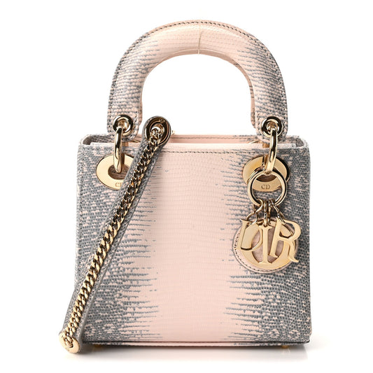 Lizard Ombre Mini Lady Dior Light Pink