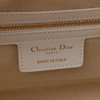 Calfskin Padded Macrocannage Medium Dior Vibe Zip Bowling Bag White Gold