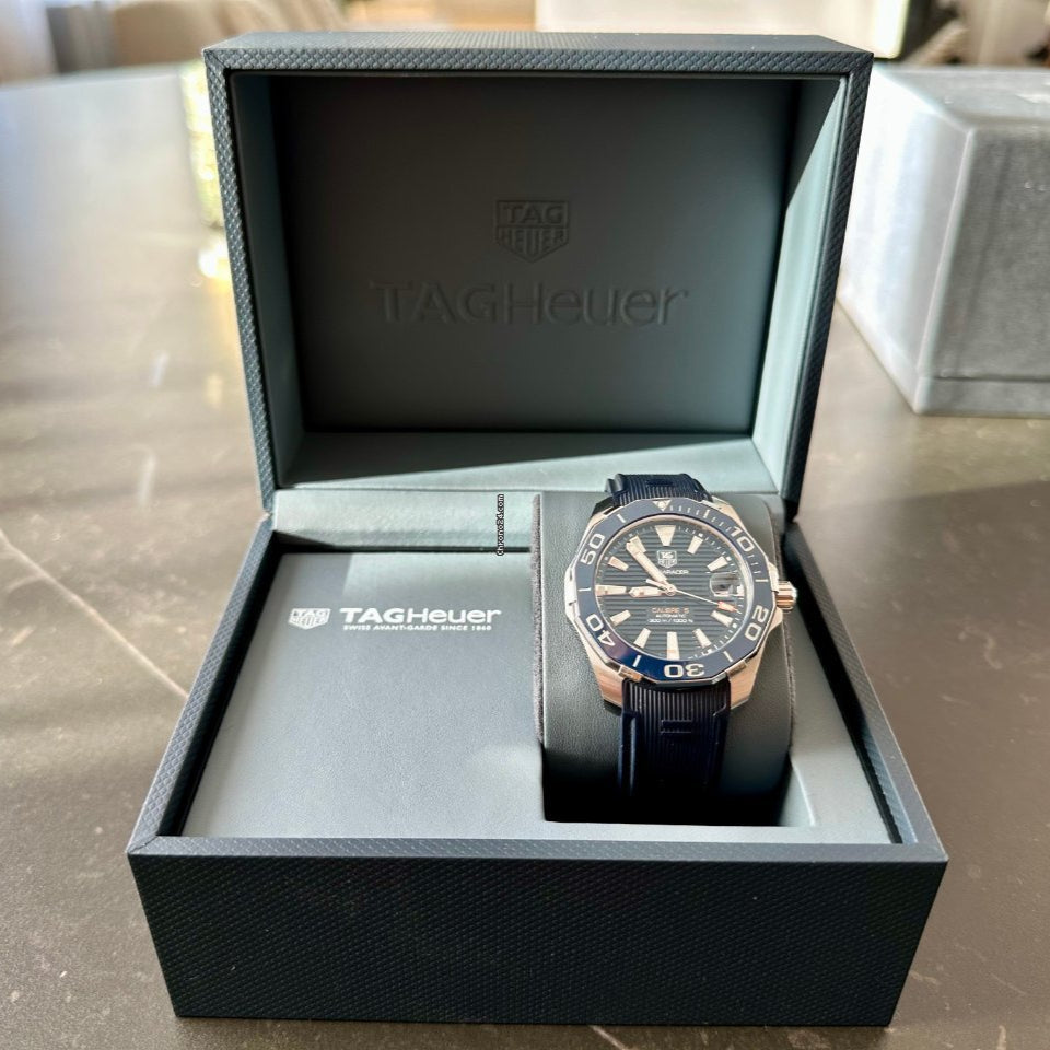 Tag Heuer Aquaracer Calibre 5 Blue Dial Blue Silicone Strap Watch for Men -  WAY211C.FT6155