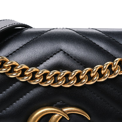 Calfskin Matelasse Mini GG Marmont Shoulder Bag Black