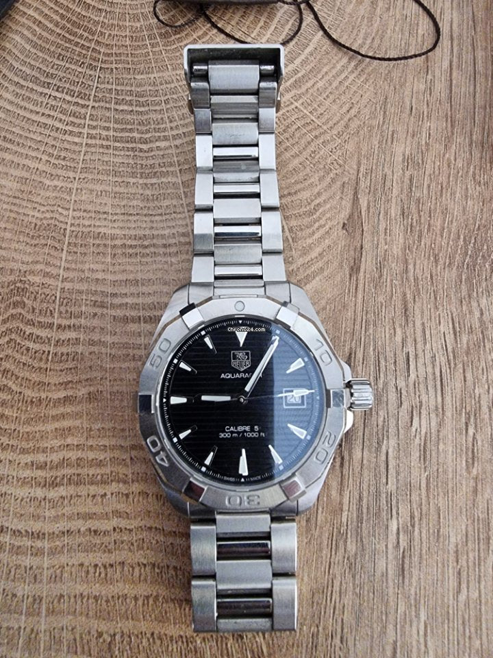 Tag Heuer Aquaracer Automatic Black Dial Silver Steel Strap Watch for Men - WAY2110.BA0928