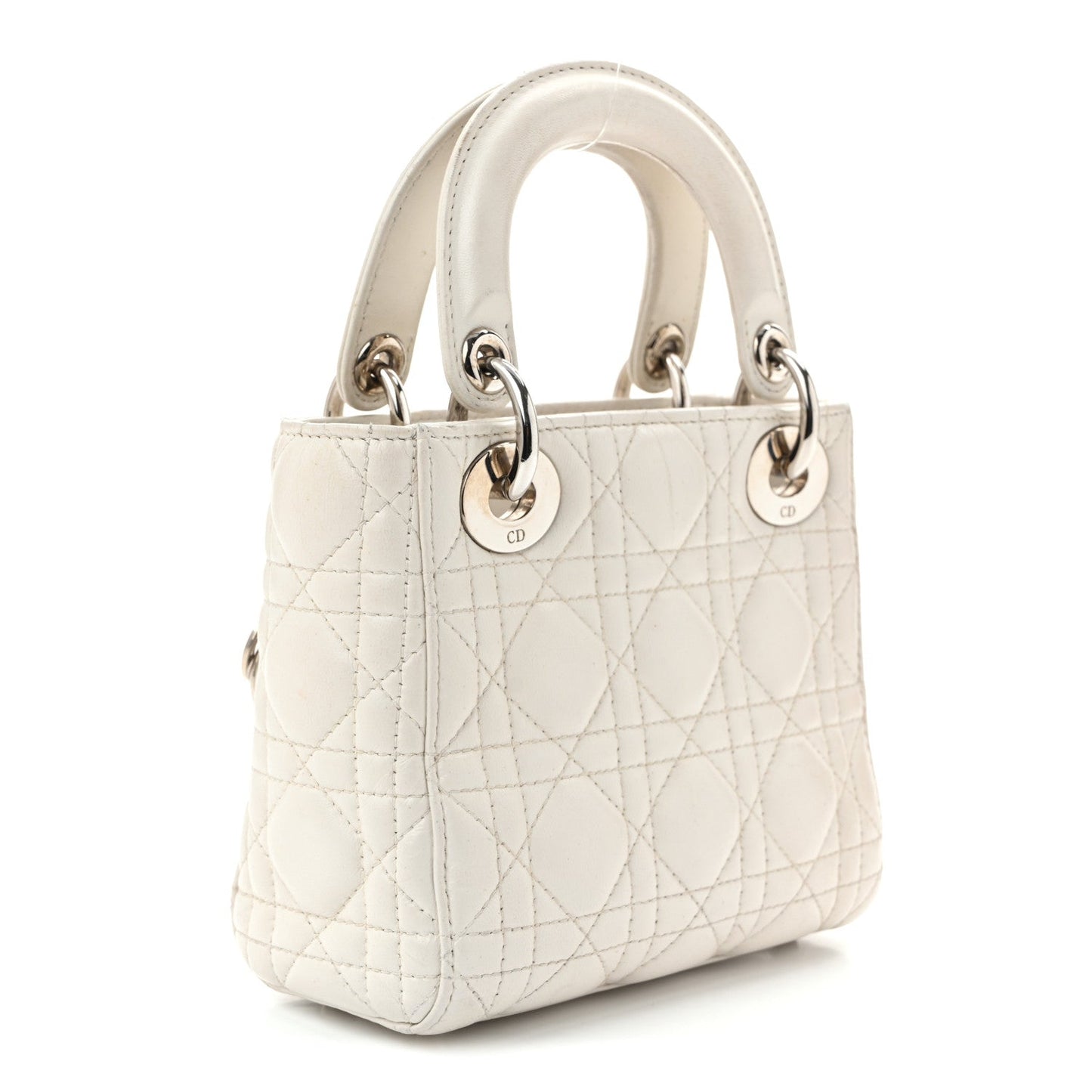 Lambskin Cannage Mini Lady Dior White