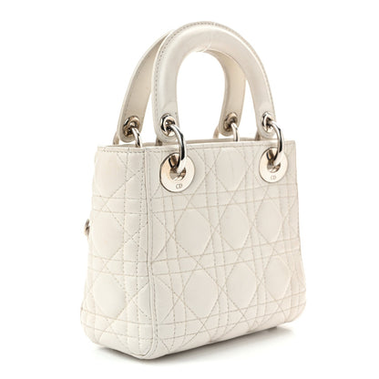 Lambskin Cannage Mini Lady Dior White