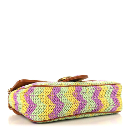Calfskin Raffia Woven Small GG Marmont Shoulder Bag Multicolor