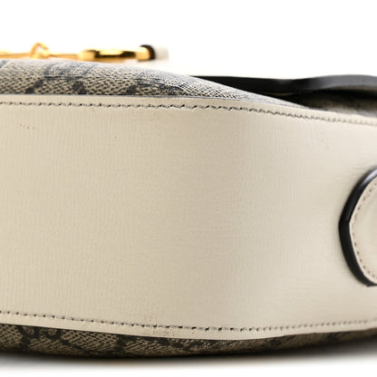 GG Supreme Monogram Small Horsebit 1955 Shoulder Bag Beige Mystic White