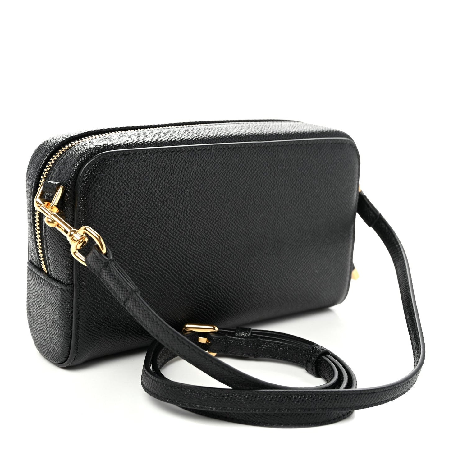 Grained Calfskin Caro Double Pouch Black