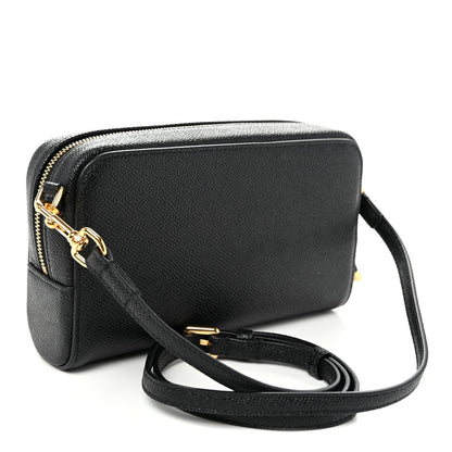 Grained Calfskin Caro Double Pouch Black
