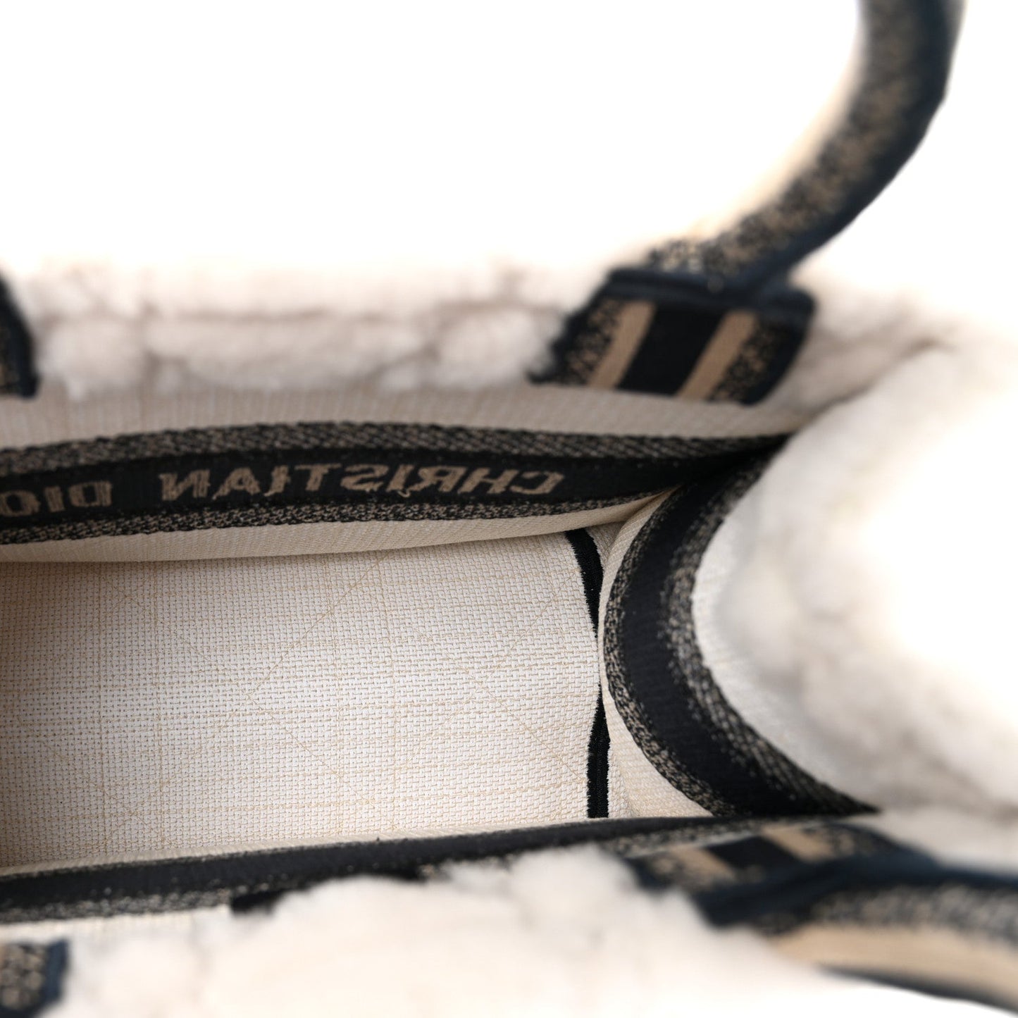 Shearling Cannage Small Book Tote Ecru Blue