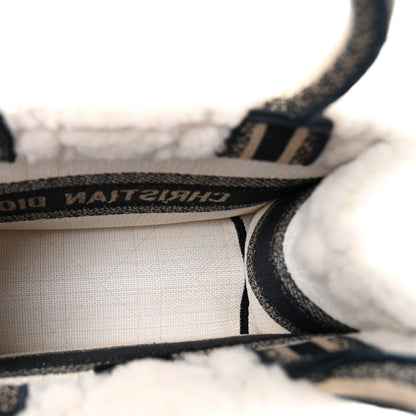Shearling Cannage Small Book Tote Ecru Blue