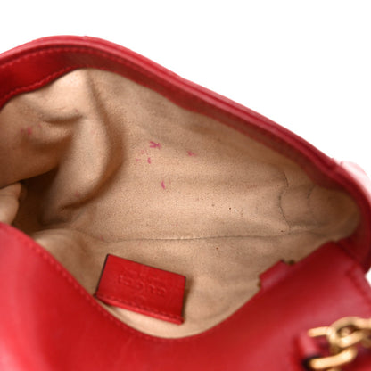 Calfskin Matelasse Super Mini GG Marmont Shoulder Bag Hibiscus Red