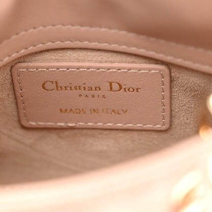 Lambskin Cannage Micro Lady Dior Rose Des Vents