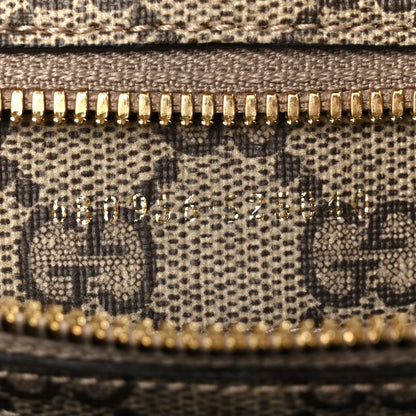 GG Supreme Monogram Exquisite Small Tote Beige Ebony Blue Crop Live Red