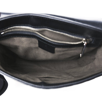 Guccissima Signature Single Buckle Flap Messenger Bag Black