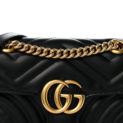 Calfskin Matelasse Mini GG Marmont Shoulder Bag Black