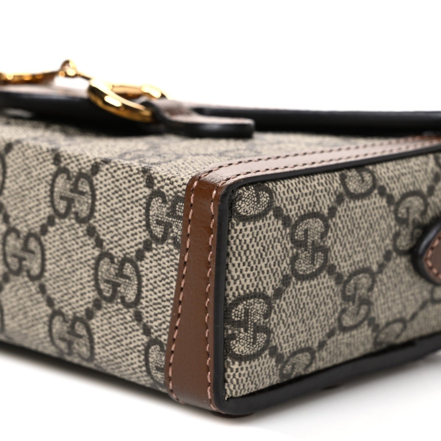GG Supreme Monogram Mini Horsebit 1955 Shoulder Bag Beige Brown Sugar