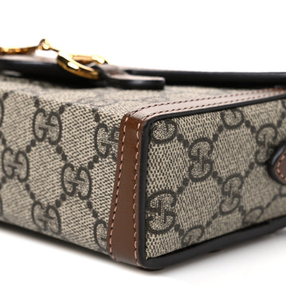GG Supreme Monogram Mini Horsebit 1955 Shoulder Bag Beige Brown Sugar