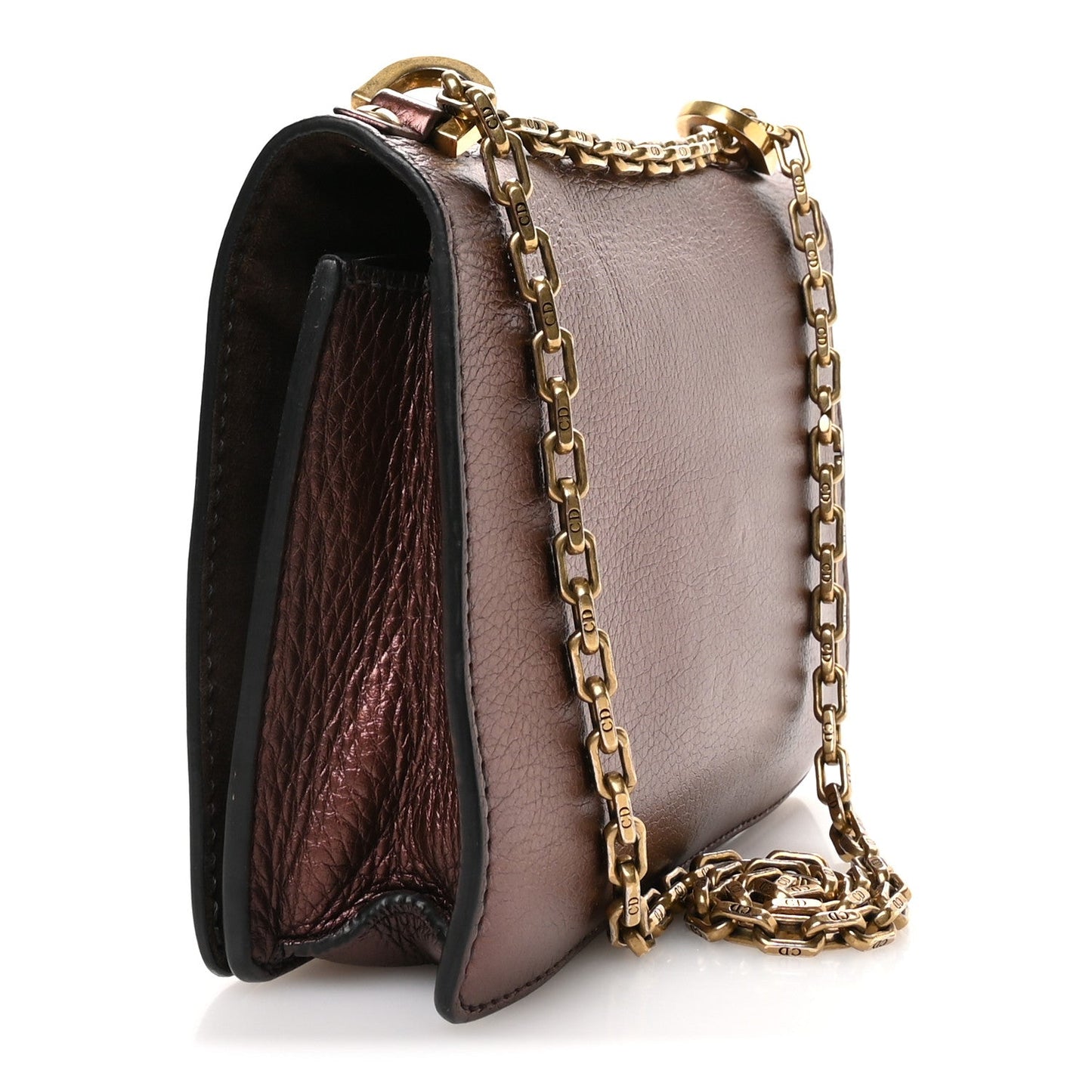 Metallic Calfskin J'Adior Chain Flap Bag Noisette
